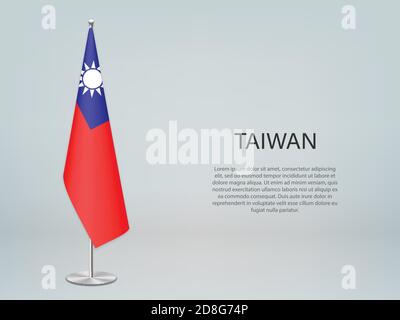 Taiwan hängende Flagge auf Stand. Vorlage für Konferenzbanner Stock Vektor