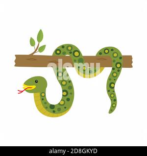 Anaconda auf einem Baum. Vektordarstellung isoliert. Stock Vektor