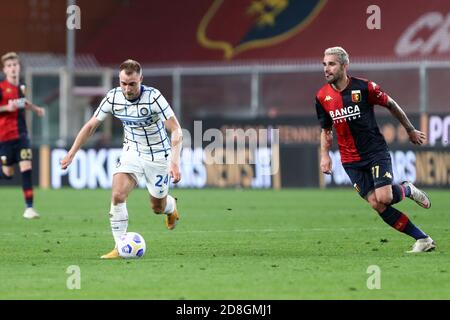 Genua, Italien. Oktober 2020. Christian Eriksen vom FC Internazionale während der Serie EIN Spiel zwischen Genua CFC und FC Internazionale. Stockfoto