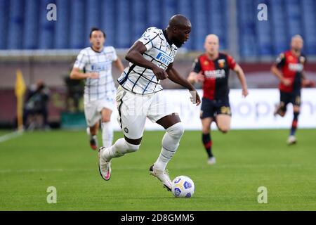 Genua, Italien. Oktober 2020. Romelu Lukaku vom FC Internazionale während der Serie A Spiel zwischen Genua CFC und FC Internazionale. Stockfoto