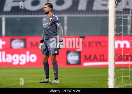 Genua, Italien. Oktober 2020. Mattia Perin von Genua CFC in Aktion während der Serie EIN Spiel zwischen Genua CFC und FC Internazionale. Stockfoto