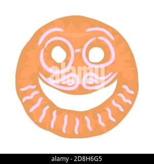 Festliche weihnachten emoji Lebkuchen Kuchen mit Glasur. Lustige Cartoon Neujahr Snack auf weiß isoliert Stock Vektor