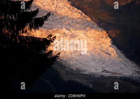 Glacier des Bossons, Mont Blanc Massiv, Chamonix, Frankreich. Stockfoto