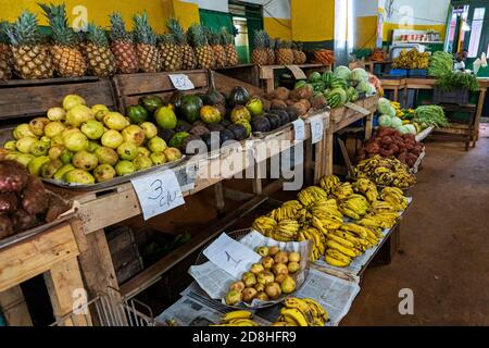 27. November 2019, Havanna, Kuba: Obst und Gemüse stehen auf dem lokalen Markt in Alt-Havanna, Kuba Stockfoto