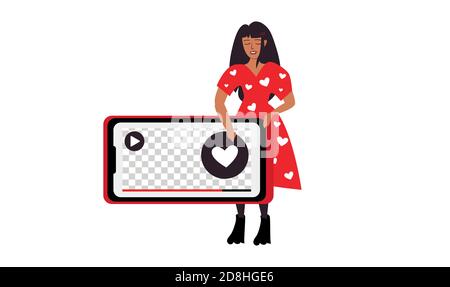 Frau Blogger Mit Smartphone Vektor Illustration Stock Vektor
