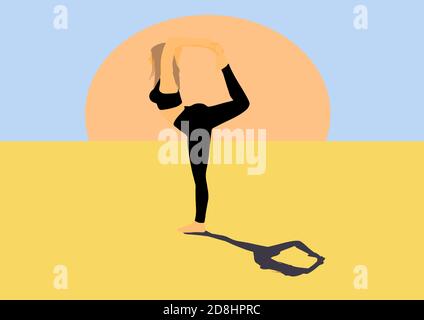 Horizontale Illustration der Frau, die Yoga praktiziert. Stock Vektor