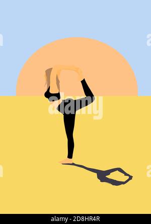 Vertikale Illustration der Frau, die Yoga praktiziert. Stock Vektor