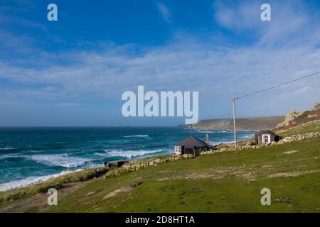 Carn Barges, Ferienhaus, sennen Bucht, whitesands Bucht. Stockfoto