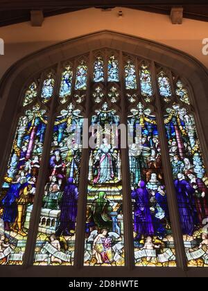 Buntglasfenster, innen, Thompson Memorial Library, Vassar College, Poughkeepsie, New York, USA Stockfoto