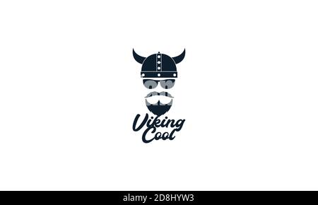 Cooler wikinger Kopf mit Sonnenbrille Logo Vektor Icon Design Stock Vektor