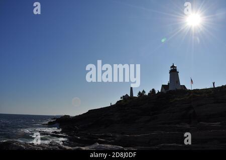 LEUCHTTURM PEMAQUID Point, Pemaquid Point, Maine, USA. Stockfoto