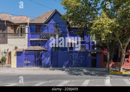 Bunte Häuser im Viertel Bellavista, Santiago, Chile Stockfoto