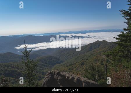 Blick von oben auf Waterrock Knob, Blue Ridge Mountains, North Carolina Stockfoto