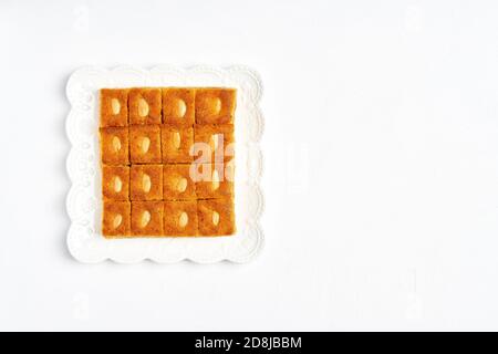 Mittelöstlicher Grieß Süßwaren Basbousa , namoora, hareesa Stockfoto