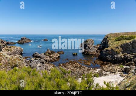 Pointe des Poulains, Westküste von Belle-Ile-en-Mer, Bretagne, Frankreich Stockfoto