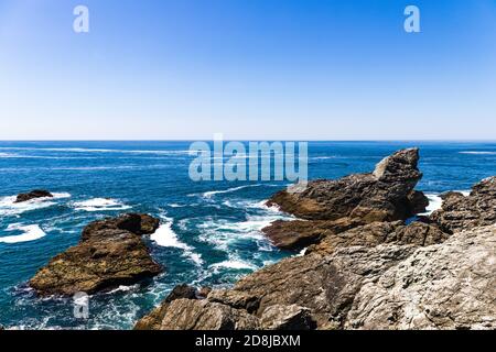 Pointe des Poulains, Westküste von Belle-Ile-en-Mer, Bretagne, Frankreich Stockfoto