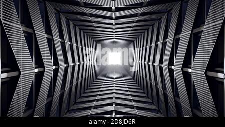 Abstract futuristische Geschwindigkeit Tunnel, moderne geometrische Konzept 3d Rendern 3d-Illustration Stockfoto