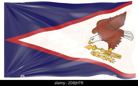 3d Illustration einer wehenden Flagge von Amerikanisch-Samoa Stockfoto