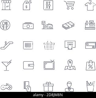 Liniensymbole eingestellt. Einkaufspaket. Vektorgrafik Stock Vektor