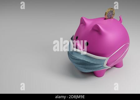 Pound coin, United Kingdom Funding Grant for Covid-19 Cornavirus, 3D Illustration Stockfoto