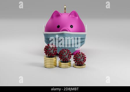 Pound coin, United Kingdom Funding Grant for Covid-19 Cornavirus, 3D Illustration Stockfoto