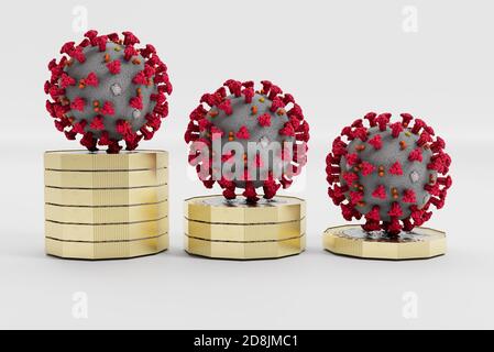 Pound coin, United Kingdom Funding Grant for Covid-19 Cornavirus, 3D Illustration Stockfoto