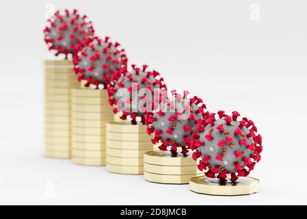 Pound coin, United Kingdom Funding Grant for Covid-19 Cornavirus, 3D Illustration Stockfoto