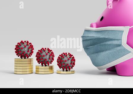 Pound coin, United Kingdom Funding Grant for Covid-19 Cornavirus, 3D Illustration Stockfoto