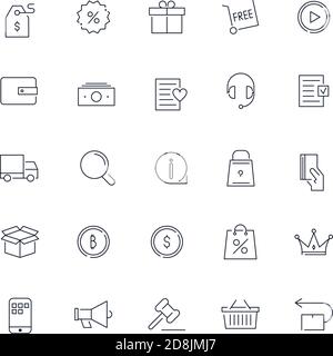 Liniensymbole eingestellt. E-Commerce-Paket. Vektorstapel Stock Vektor