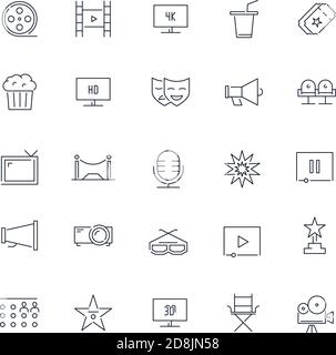 Liniensymbole eingestellt. Kinopaket. Vektorgrafik Stock Vektor
