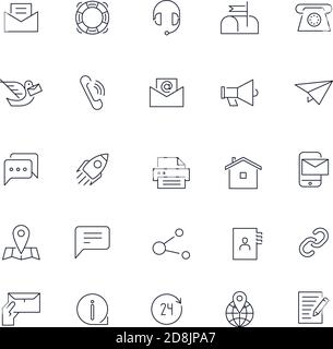 Liniensymbole eingestellt. Kontaktieren Sie uns Pack. Vektor Stock Vektor