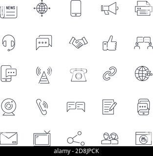 Liniensymbole eingestellt. Kommunikationspaket. Vektorstapel Stock Vektor