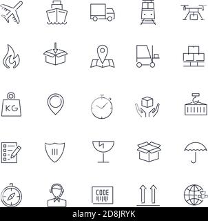 Liniensymbole eingestellt. Versandpaket. Vektorgrafik Stock Vektor