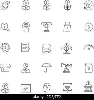 Liniensymbole eingestellt. Finanzpaket. Vektorstapel Stock Vektor