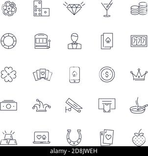 Liniensymbole eingestellt. Casino-Paket. Vektorgrafik Stock Vektor