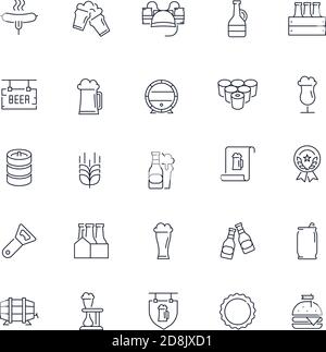 Liniensymbole eingestellt. Bierpackung. Vektorgrafik Stock Vektor