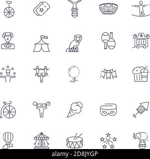 Liniensymbole eingestellt. Circus-Paket. Vektorstapel Stock Vektor