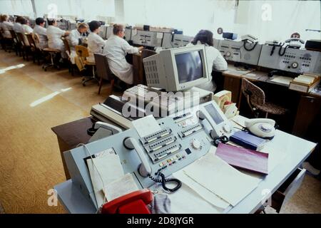 Telefonzentrale in einem Krankenhaus, Moskau, CEI Stockfoto