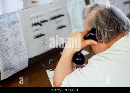 Telefonzentrale in einem Krankenhaus, Moskau, CEI Stockfoto