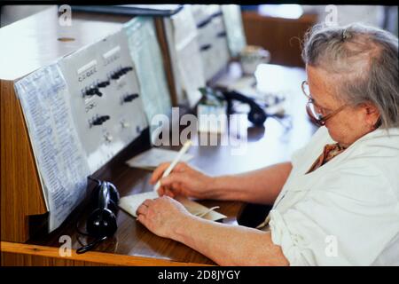 Telefonzentrale in einem Krankenhaus, Moskau, CEI Stockfoto