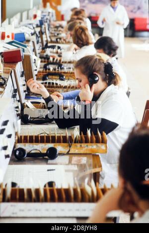 Telefonzentrale in einem Krankenhaus, Moskau, CEI Stockfoto