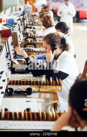 Telefonzentrale in einem Krankenhaus, Moskau, CEI Stockfoto