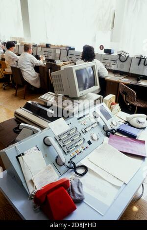 Telefonzentrale in einem Krankenhaus, Moskau, CEI Stockfoto