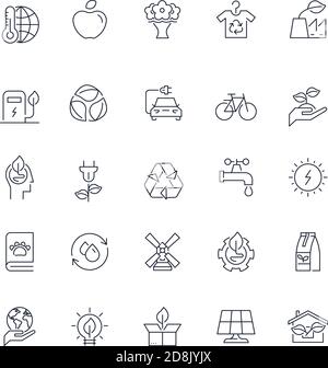 Liniensymbole eingestellt. Öko-Paket. Vektorgrafik Stock Vektor