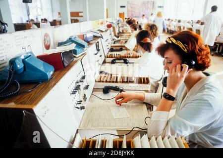 Telefonzentrale in einem Krankenhaus, Moskau, CEI Stockfoto