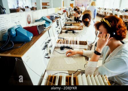 Telefonzentrale in einem Krankenhaus, Moskau, CEI Stockfoto