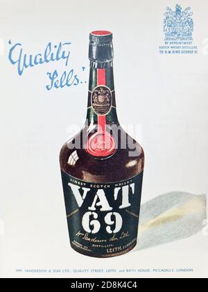 Vintage-Werbung - VAT 69 Stockfoto