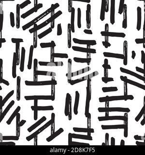 Vektor abstrakt strukturiert unregelmäßig malen Strich Pinsel Muster. Modernes Grunge-Design. Lebhaft, handgezeichnet, in Bewegung, modernes Pinseldesign auf weißem Hintergrund. Oberflächenmuster. Stock Vektor