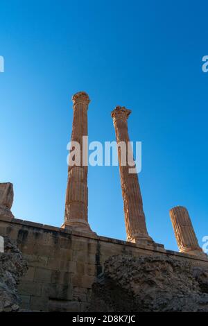 Timgad, Batna/Algerien - 10/11/2020: Die Ruinen der antiken Stadt Timgad (Thamugas), erbaut um 100 v. Chr. in der Region Aures. Stockfoto