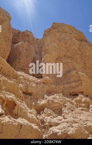 Wüste von Israel/Palästina, Wüstenberge, strahlender Sonnenschein Stockfoto